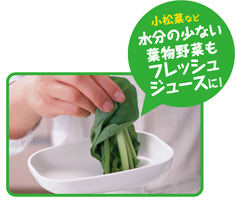 低速回転式なので、野菜に含まれる抗酸化性の高い還元型ビタミンＣやβ－カロチンなどの栄養素をしっかり摂ることができます。