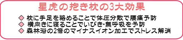 腰・肩のトラブルなんとか楽になりたい・・・星虎の体圧分散抱き枕