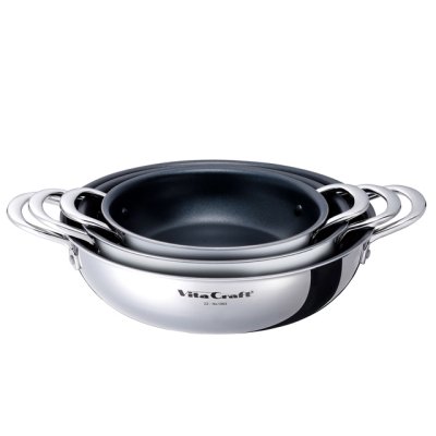 画像1: ビタクラフト テーブルパン 3点セット (ガラス蓋付き) 重ねて収納できる3点セット (1)