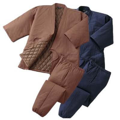 画像1:  匠 裏キルト中綿入り男女兼用綿作務衣 (1)