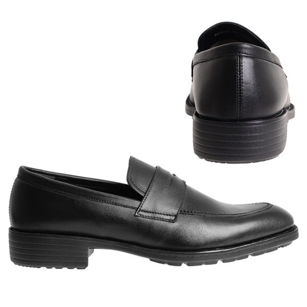 画像1: リーガルコーポレーション ビジネスシューズ [ローファー] ブラック 足裏全体にクッション性に優れたソールを内蔵。歩きやすく、疲れにくいビジネスシューズ (1)