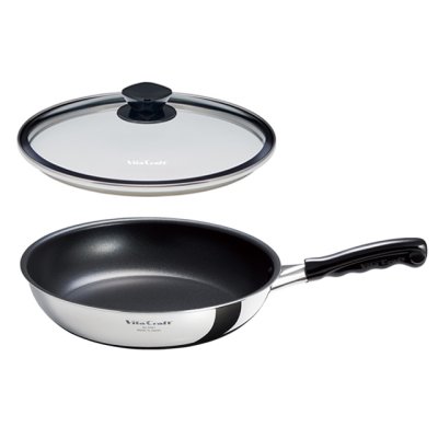 画像1: ビタクラフト カーペンター フライパン 28cm+内径26cmフライパン用ガラス蓋 セット (No.3462+No.3118) 「カーペンター」のフライパンと純正フライパンカバーの、お得なセット。 (1)