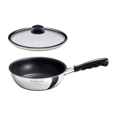 画像1: ビタクラフト カーペンター ウォックパン 内径20cmのフライパン+ガラス蓋 セット (No.3463+No.3114) 「カーペンター」のフライパンと純正フライパンカバーの、お得なセット。 (1)