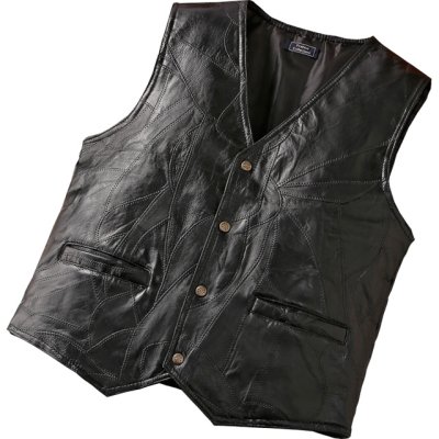 画像1: Franco collezioni(フランコ・コレツィオーニ)ラム革カジュアルパッチワークベスト (1)