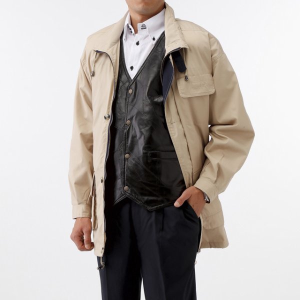 画像5: Franco collezioni(フランコ・コレツィオーニ)ラム革カジュアルパッチワークベスト (5)