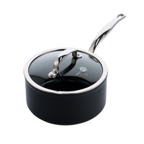 画像1: グリーンパン バルセロナプロ  ソースパン18cm ガラス蓋付き 最先端の底面技術バランスプロ加工でヘルシー調理 (1)