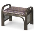 画像1: 籐 ご仏前金襴座椅子 ハイタイプ（紫色生地ダークブラウン色フレーム） (1)
