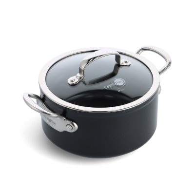 画像1: グリーンパン バルセロナプロ キャセロール 20cm ガラス蓋付 フッ素樹脂を使わず、雑味のないおいしいお料理が作れる両手ナベ (1)