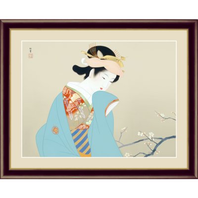 画像1: アート額絵 上村松園 F6サイズ 春芳 女流画家 上村松園の作品を巧芸画により如実に復刻した名品 (1)