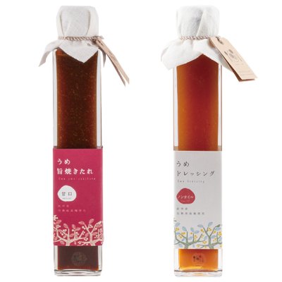 画像1: うめ旨調味料セット【 うめ旨焼きたれ228g ・うめドレッシング200ml】焼肉にかけて良し、サラダにかけて良し。ふくよかな梅をふんだんに使った調味料。 (1)