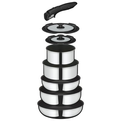 画像1: サーモス デュラブルシリーズ 取っ手のとれるフライパン8点セット IH・ガス火両方OK！ステンレスとアルミの全面2層構造で、外面ミラー仕上げでキッチンで映えること間違いなし♪ (1)