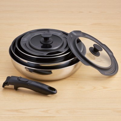 画像3: サーモス デュラブルシリーズ 取っ手のとれるフライパン8点セット IH・ガス火両方OK！ステンレスとアルミの全面2層構造で、外面ミラー仕上げでキッチンで映えること間違いなし♪ (3)