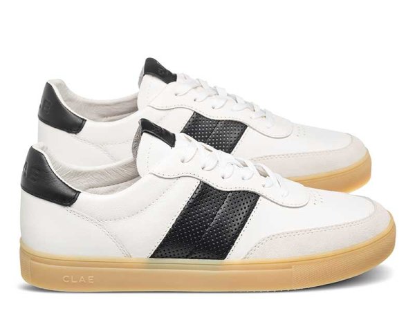 画像3: CLAE（クレイ）DAVIS（デイヴィス） スニーカー ホワイトブラック イタリアンレザーのアッパーに、パンチング加工を施したスエードのラインが特徴。 (3)