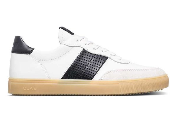 画像4: CLAE（クレイ）DAVIS（デイヴィス） スニーカー ホワイトブラック イタリアンレザーのアッパーに、パンチング加工を施したスエードのラインが特徴。 (4)