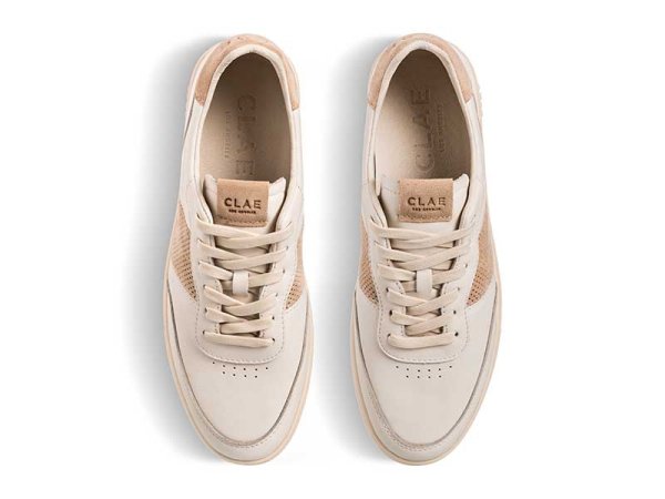 画像2: CLAE（クレイ）DAVIS（デイヴィス） スニーカー ホワイトベージュ イタリアンレザーのアッパーに、パンチング加工を施したスエードのラインが特徴。 (2)