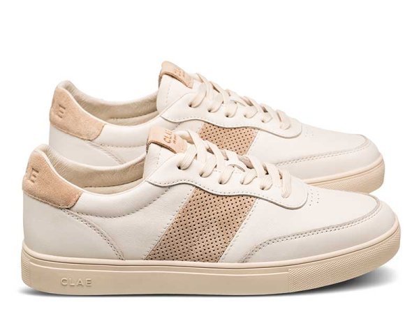 画像3: CLAE（クレイ）DAVIS（デイヴィス） スニーカー ホワイトベージュ イタリアンレザーのアッパーに、パンチング加工を施したスエードのラインが特徴。 (3)