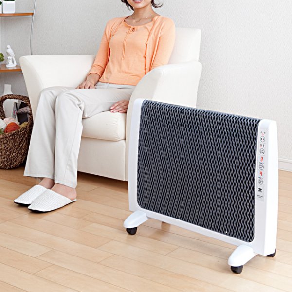 画像2: ゼンケン 超薄型 遠赤外線暖房機 アーバンホット  キャスター付きで移動ラクラク リビングや寝室にピッタリ 温風も出ないのでお部屋の空気も汚しません (2)