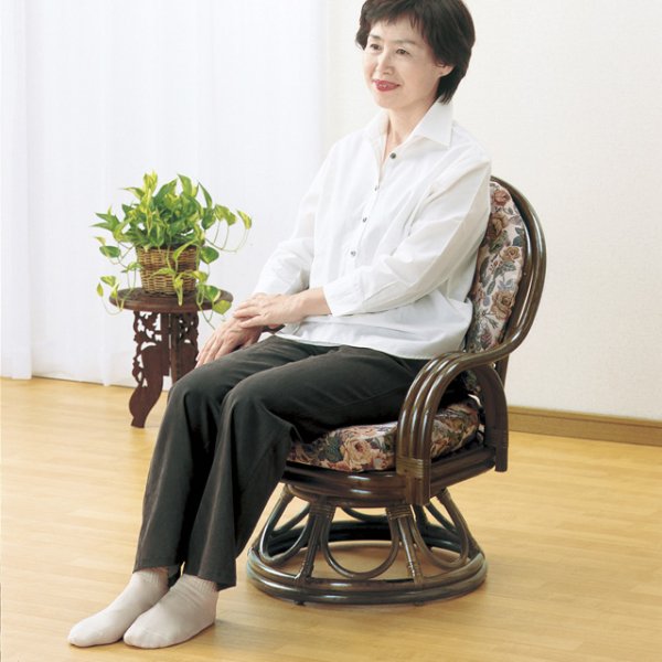 画像2: 籐回転座椅子 ミドルハイタイプ
