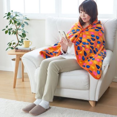 画像3: 椙山紡織 電気ひざ掛け サンセットオレンジ ポップで可愛いくおしゃれな電気ひざ掛けです。 (3)