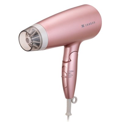 画像1: ゼンケン 電磁波低減ヘアケアドライヤー ピンク 遠赤外線仕様 低温風 マイナスイオン 高風量ノズル 掃除用ブラシ付属 1年保証 (1)