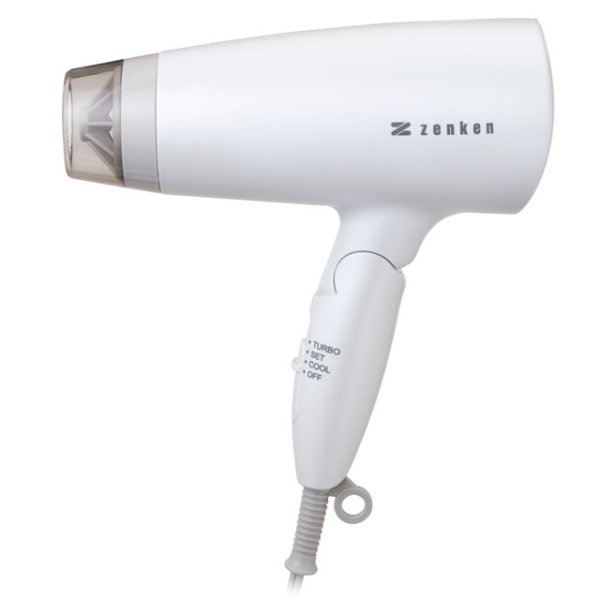 画像3: ゼンケン 電磁波低減ヘアケアドライヤー ホワイト 遠赤外線仕様 低温風 マイナスイオン 高風量ノズル 掃除用ブラシ付属 1年保証 (3)