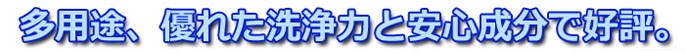 多用途、優れた洗浄力と安心成分で好評。これで家中の頑固な汚れに対応。