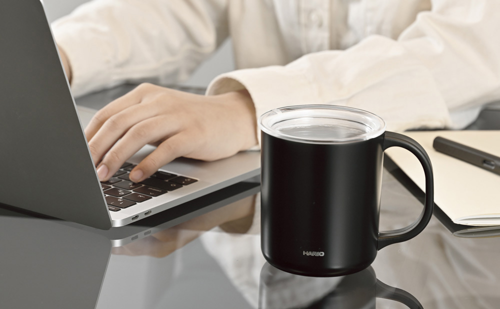 HARIO セラミックコーティング 真空二重保温マグ 350mL ブラック デスクシーン