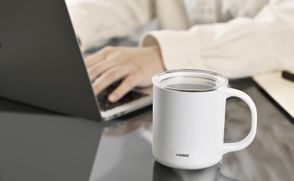 セラミックコーティング 真空二重保温マグ 350mL ホワイト デスクシーン