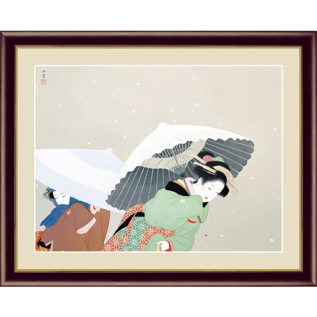アート額絵 上村松園 F6サイズ 牡丹雪 できる限り忠実に原画を再現。